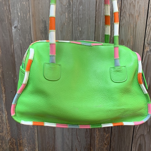 CHI handbag designed by Falchi in spring green with pink/white accents straps - Picture 3 of 8